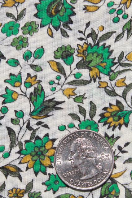 60s 70s vintage fabric, Klopman Mills floral cotton dress / shirting material