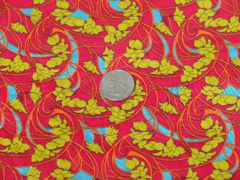 60s mod abstract floral print, retro vintage cotton/poly fabric