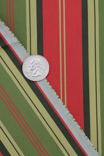 60s olive green & red striped holiday taffeta, vintage Christmas fabric