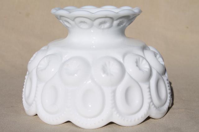 60s vintage Smith milk glass Moon & Stars pattern dish, candle bowl for flowers