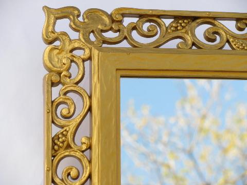 60s vintage Syroco, florentine or spanish colonial ornate gold frame w/ mirror