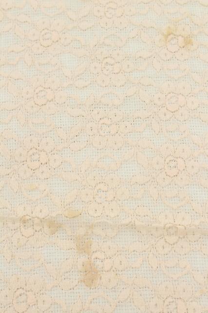 60s vintage nylon lace cloth, banquet size tablecloth, deep ivory or ecru lace