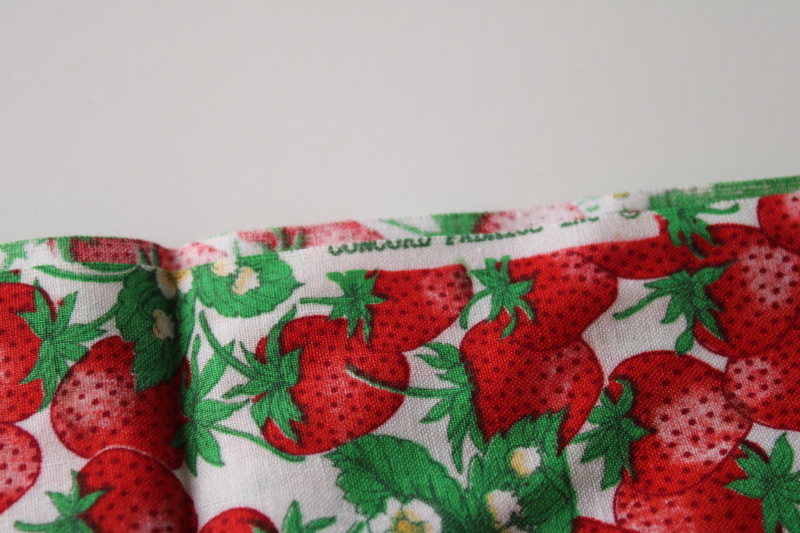 70s 80s vintage Concord quilting weight cotton fabric, all over red strawberries print