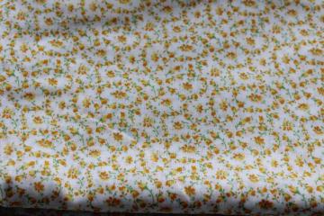 70s 80s vintage cotton fabric, prairie girl floral tiny print gold flowers on white