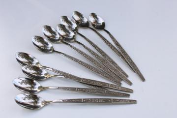 70s mod vintage stainless flatware, Imperial Serta pattern long handled iced tea spoons