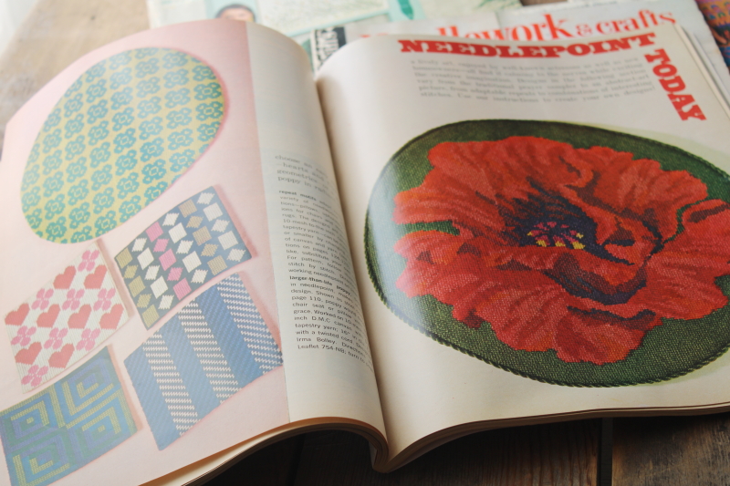 70s vintage McCalls Needlework  Crafts magazines, hippie crochet bohemian folk art embroidery etc