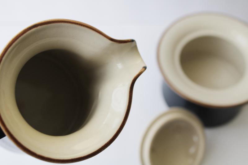 70s vintage Mikasa Japan stoneware pottery cream & sugar, St Lucia Caribbean 