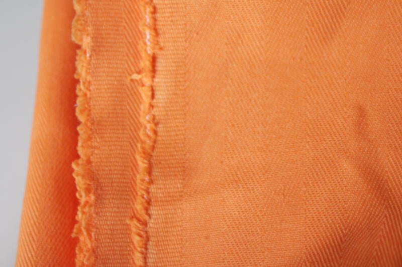70s vintage orange cotton twill, denim weight fabric w/ herringbone weave