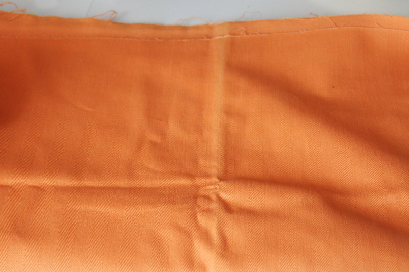 70s vintage orange cotton twill, denim weight fabric w/ herringbone weave