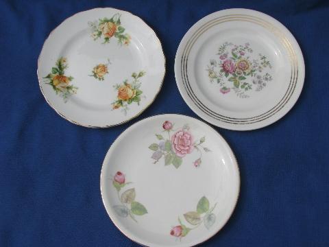 8 vintage china cake / pie plates, each a different floral pattern