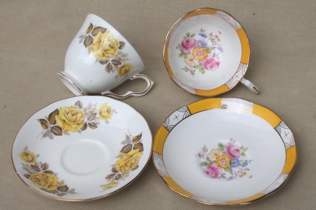 8 vintage china cups & saucers to mixn & match, tea party flowered porcelain teacups