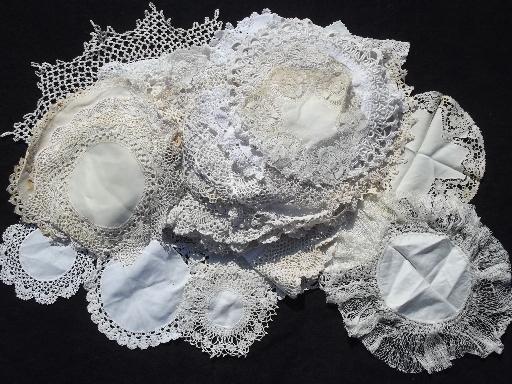 80+ vintage doilies, cotton fabric doily table mats w/ lace and crochet