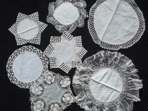 80+ vintage doilies, cotton fabric doily table mats w/ lace and crochet