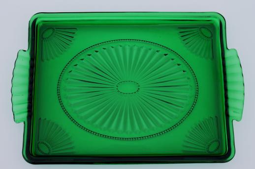 80s vintage Avon emerald green glass perfume tray or cocktail tray