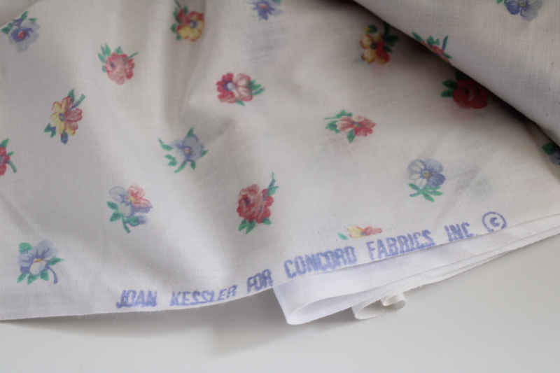 80s vintage Joan Kessler floral print cotton fabric, small flowers in pastel colors