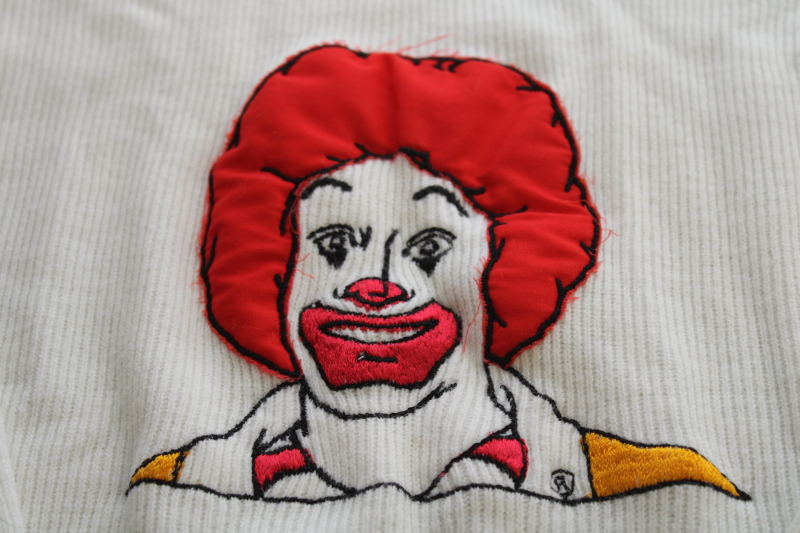 80s vintage Ronald McDonald sweater, applique  embroidered top w/ McDonalds copyright logo