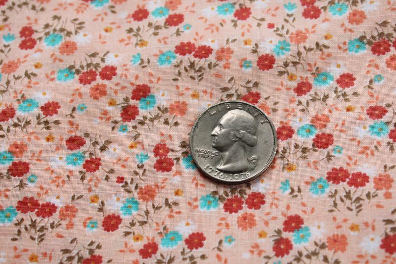 80s vintage fabric, granny chic girly floral print cotton southwest colors