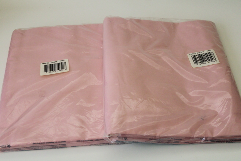 80s vintage rose pink cotton / poly percale bed sheets, pair twin flat new in package