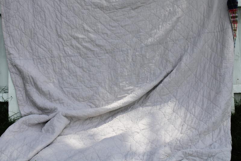 90s retro madras plaid cotton patchwork quilt or bedspread, vintage preppy decor 