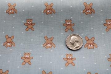 90s vintage cotton fabric, tiny teddy bears print for crafts, sewing material
