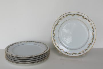 Aberdeen green border pattern vintage Noritake china salad plates, set of 6