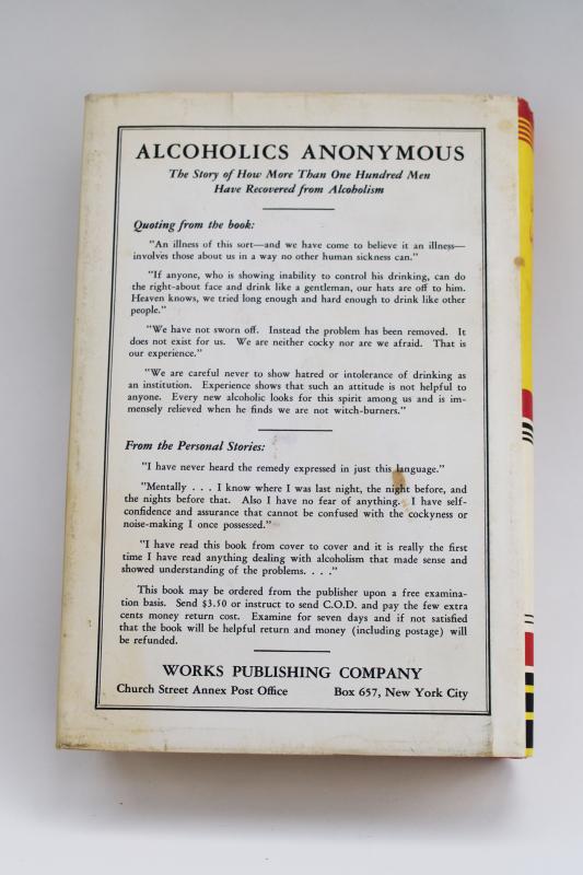 Alcoholics Anonymous 1939 1st edition facsimile copy, collector's book w/ dust jacket