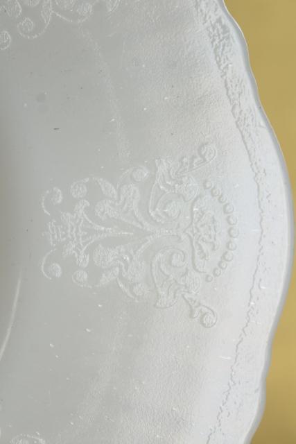 American Sweetheart Monax depression glass, 1930s vintage white opalescent platter
