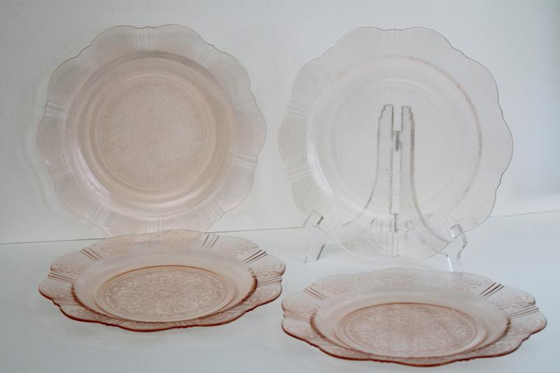 American Sweetheart vintage pale pink depression glass dinner plates set of four