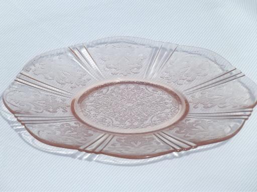 American Sweetheart vintage pink depression glass cake platter / chop plate