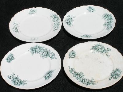 Antique floral transferware china plates, Homer Laughlin