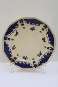 Art deco vintage Royal Doulton china dinner plate Kay pattern hand painted blue and white