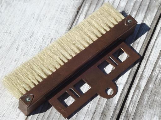 Arts & Crafts vintage copper silent butler crumb pan sweeper brush set