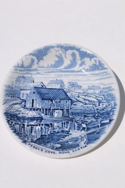 Atlantic Canada scenes transferware china mini plates, Wood & Sons Staffordshire
