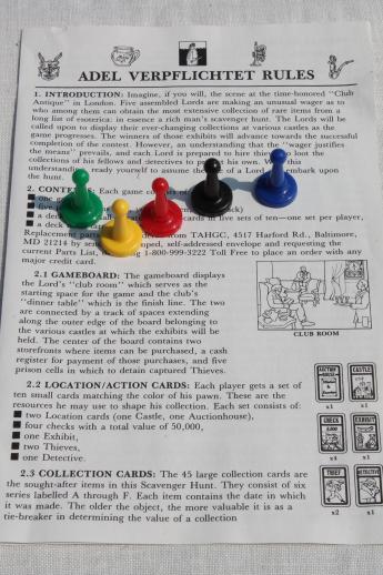 Avalon Hill board game By Hook or Crook, game of collecting collectibles