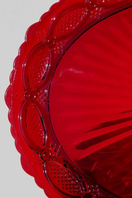 Avon Cape Cod ruby red glass platter, vintage Cape Cod pattern glass