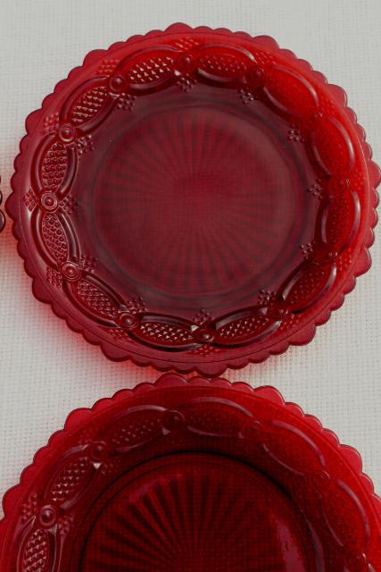 Avon Cape Cod vintage royal ruby red glass salad plates, set of 6