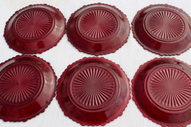 Avon Cape Cod vintage royal ruby red glass salad plates, set of 6