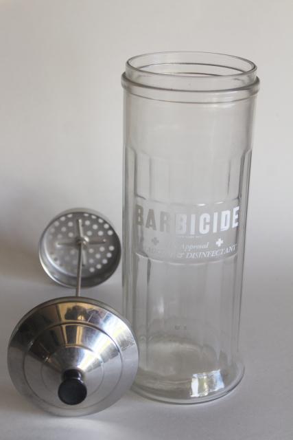 Barbicide vintage glass jar to hold disinfectant for tools, barber shop, hair salon