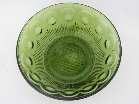 Bartlett-Collins vintage Manhattan EAPG pattern green glass salad bowl