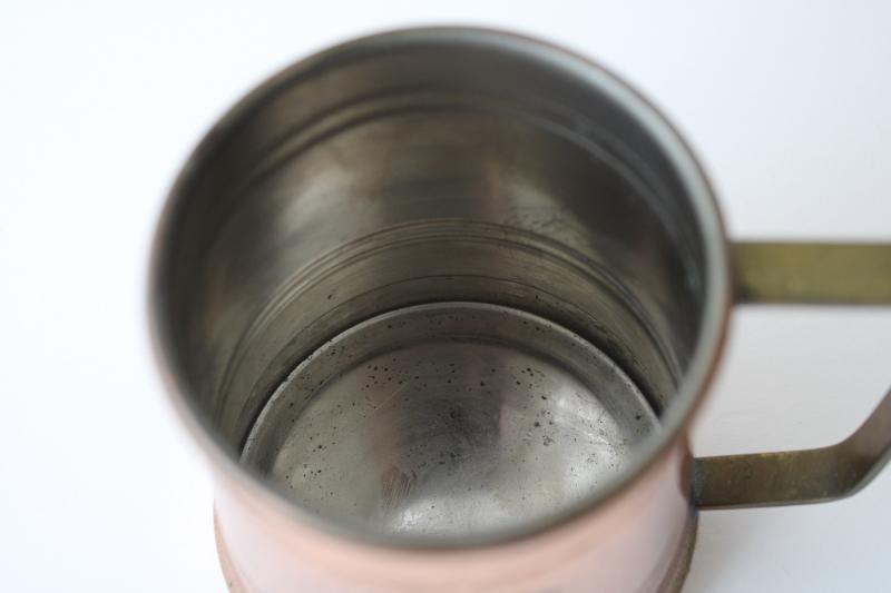Benjamin & Medwin copper Moscow mule mug w/ brass handle, vintage barware