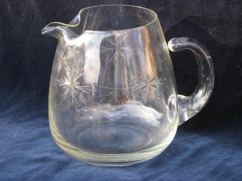 Bethlehem Star, old wheel-cut glass pitcher, vintage Christmas!