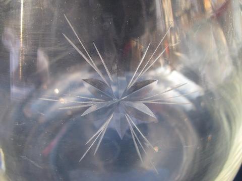 Bethlehem Star, old wheel-cut glass pitcher, vintage Christmas!