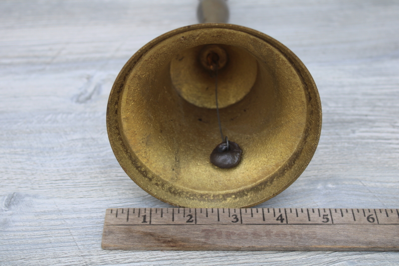 Big brass school bell or dinner bell, vintage solid brass hand bell