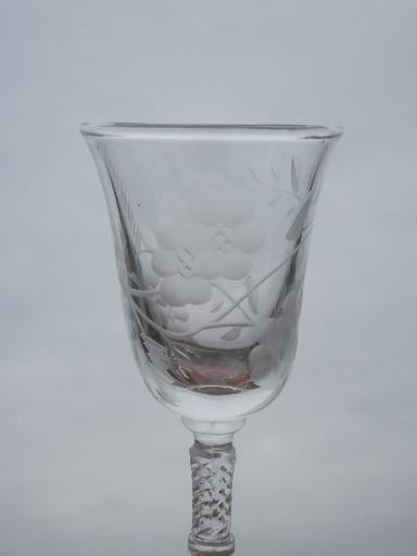Blossoms Libbey Rock Sharpe cordial glasses, tiny vintage wine goblets 