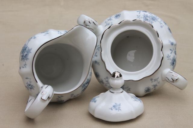Blue Garland china cream pitcher & sugar bowl, vintage Bavaria mark Johann Haviland