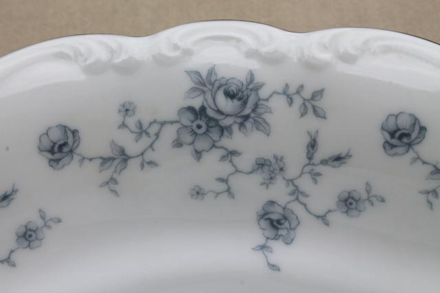 Blue Garland china oval vegetable serving bowls, vintage Bavaria mark Johann Haviland