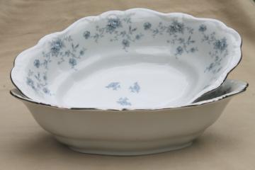 Blue Garland china oval vegetable serving bowls, vintage Bavaria mark Johann Haviland