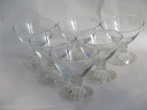 Boopie candlewick beads footed sherbet glasses, vintage Hocking glass