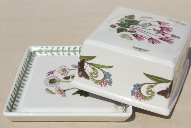 Botanic Garden Portmeirion covered butter dish, plate & cyclamen cover