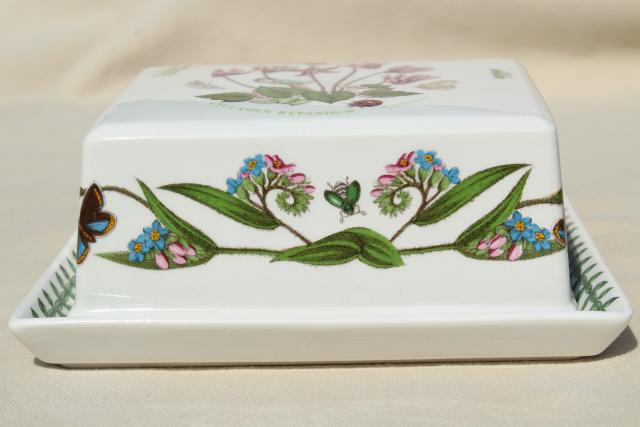 Botanic Garden Portmeirion covered butter dish, plate & cyclamen cover